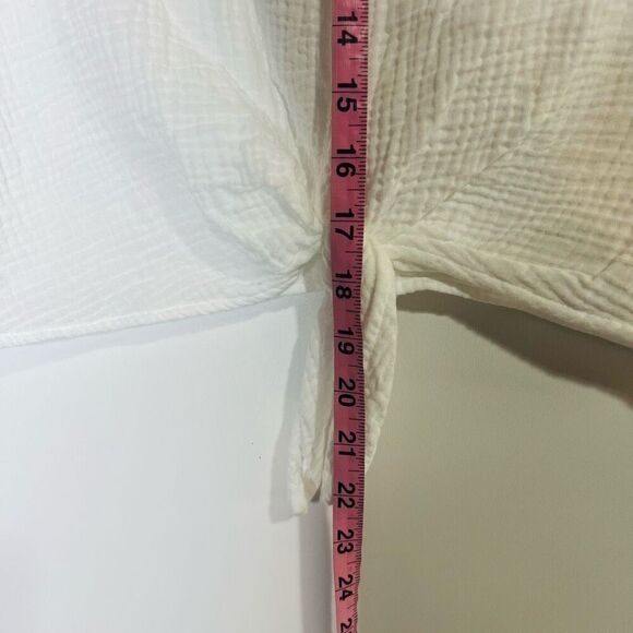Kirious Los Angeles White Gauzy Crop Top Gold Buttons Sz Large - Picture 7 of 7